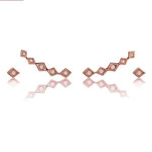 Luv AJ Crawler and Post Rose Gold Earring Set